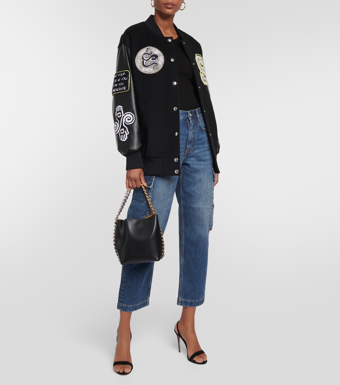 Jeans cargo de tiro alto cropped | Stella McCartney