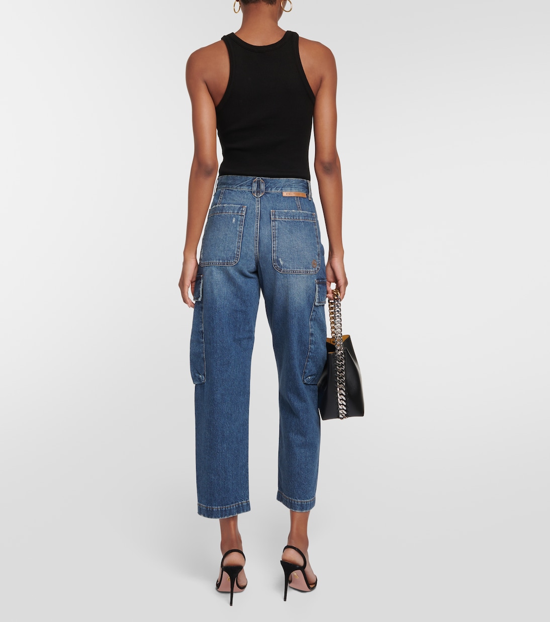 Jeans cargo de tiro alto cropped | Stella McCartney