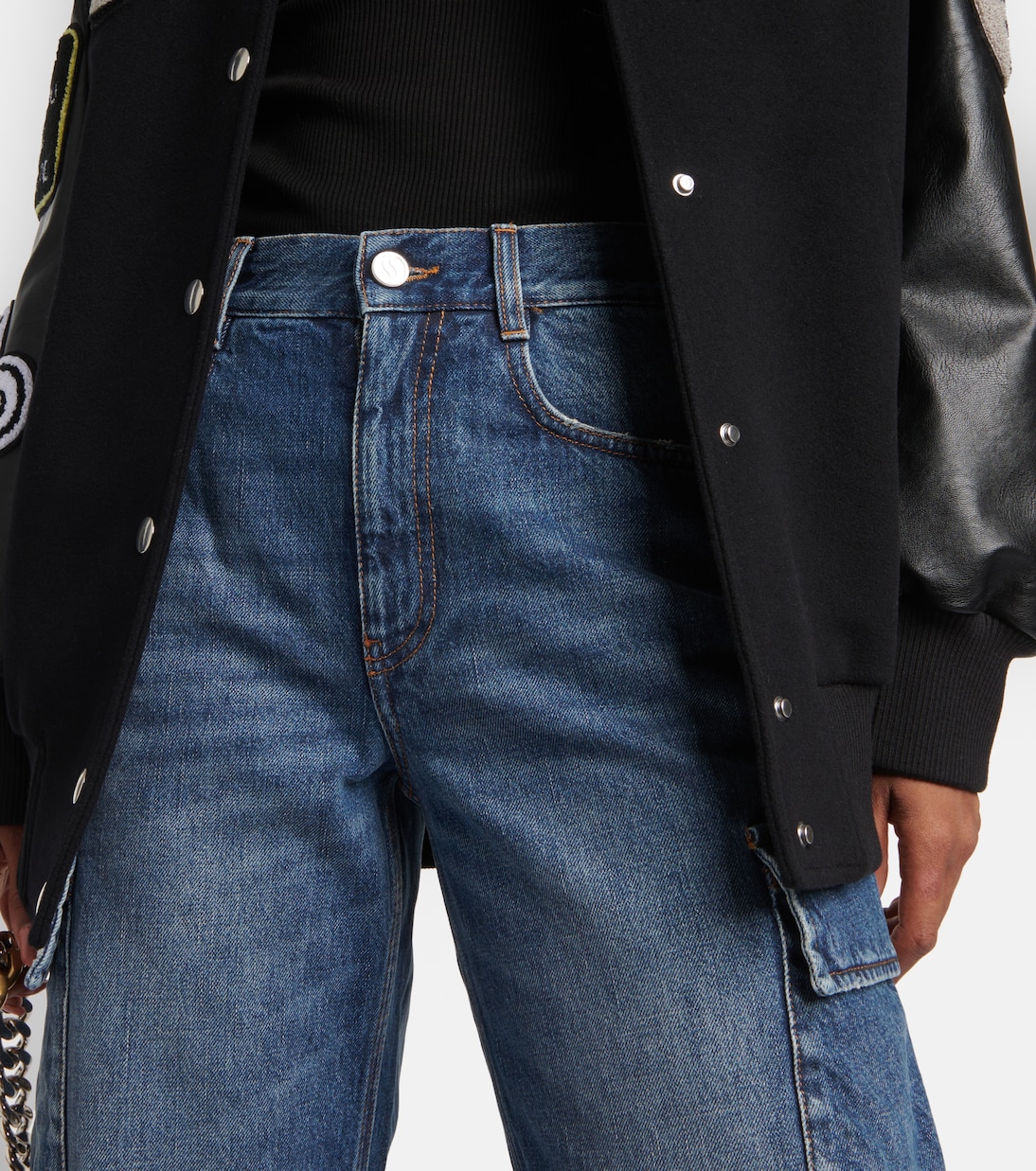 Jeans cargo de tiro alto cropped | Stella McCartney