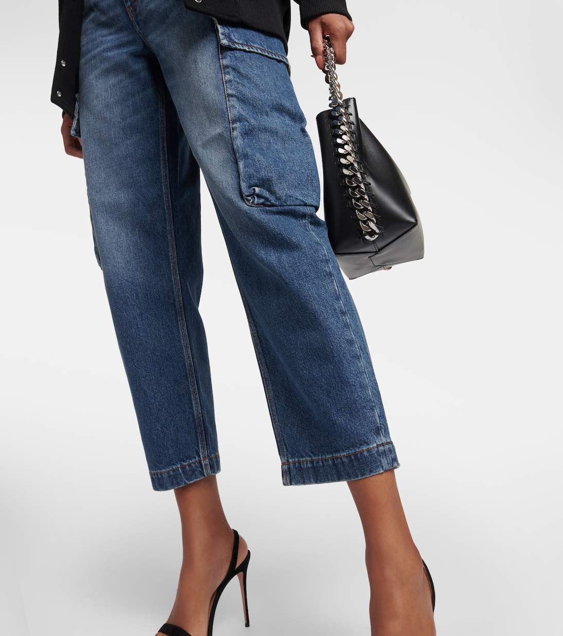 Jeans cargo de tiro alto cropped | Stella McCartney