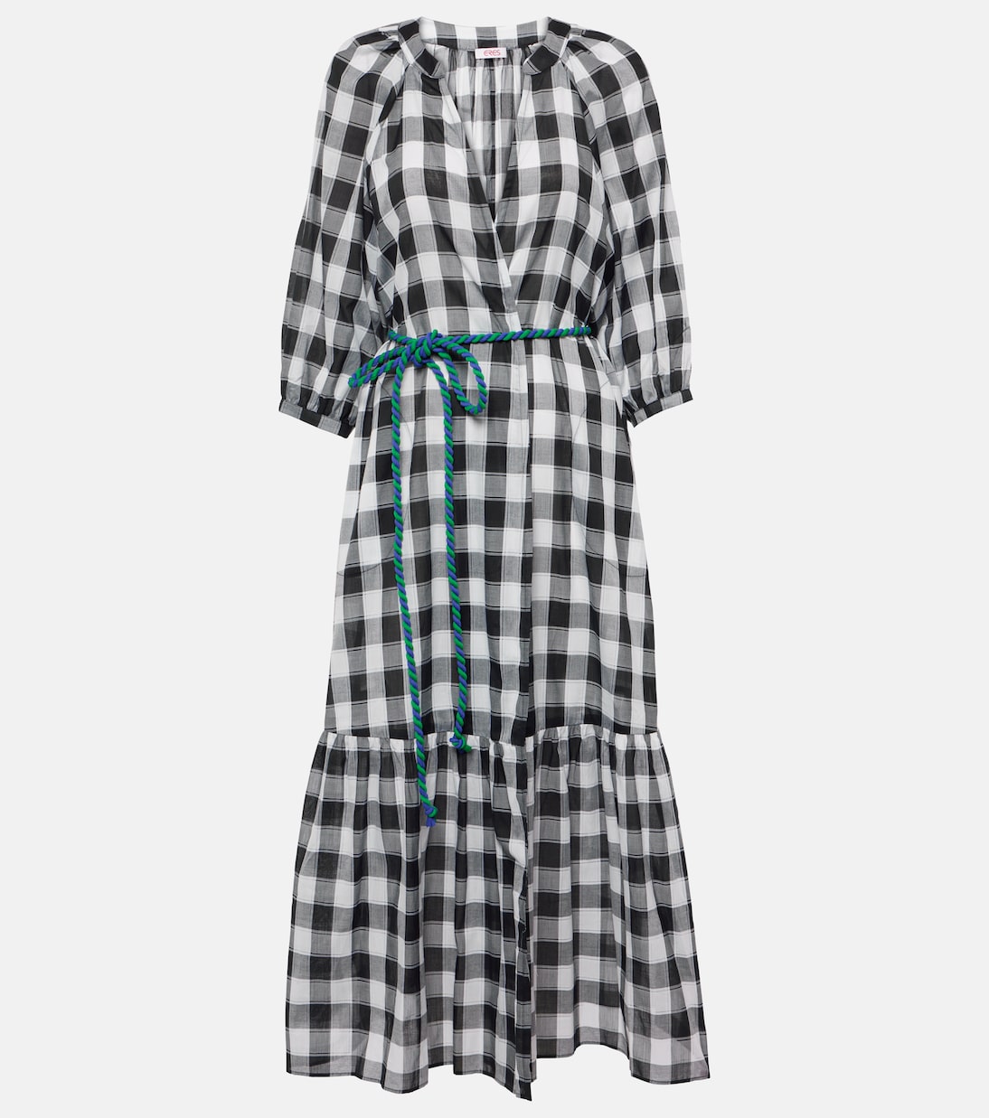 Vestido midi de algodón a cuadros | Eres