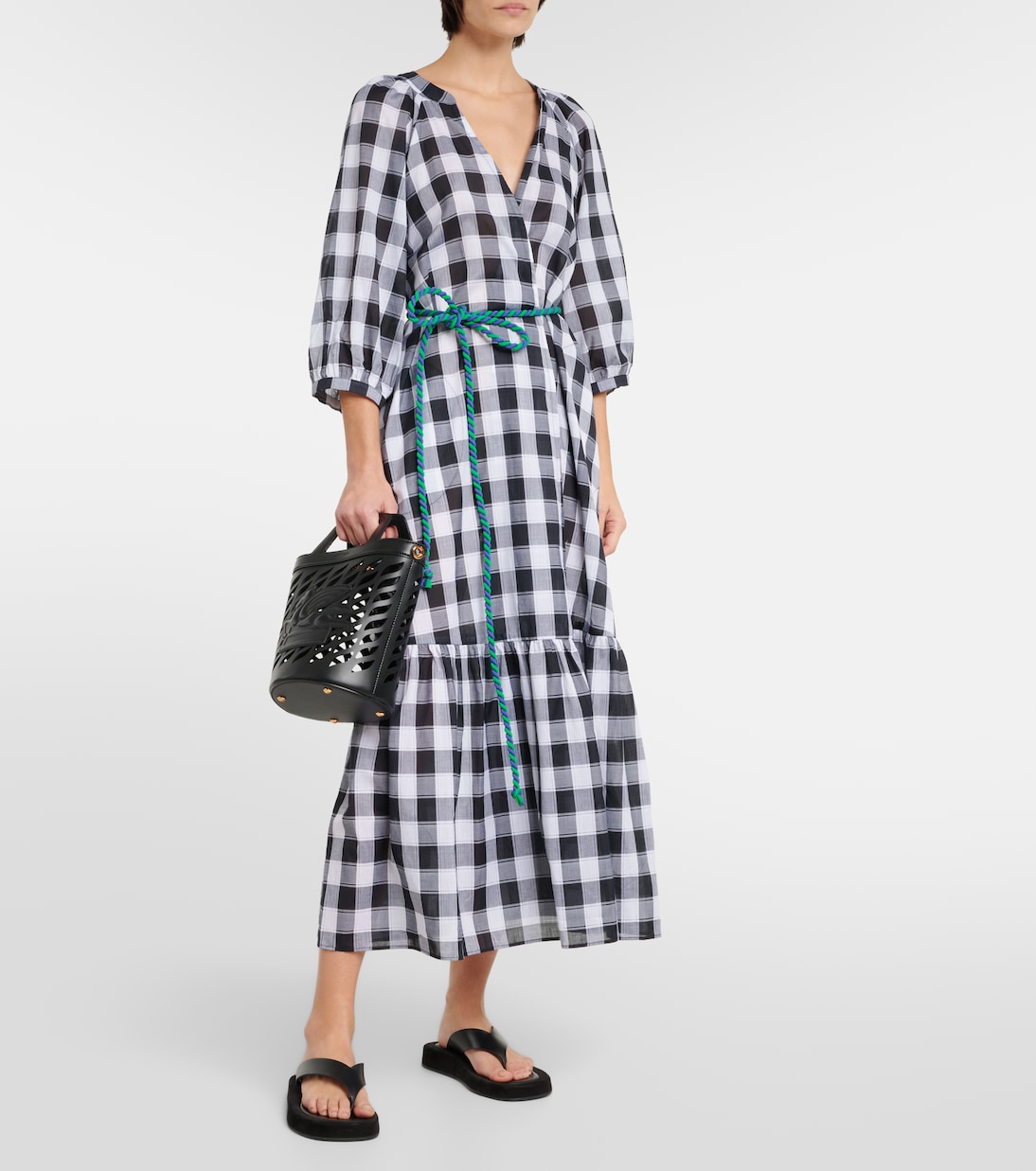Vestido midi de algodón a cuadros | Eres