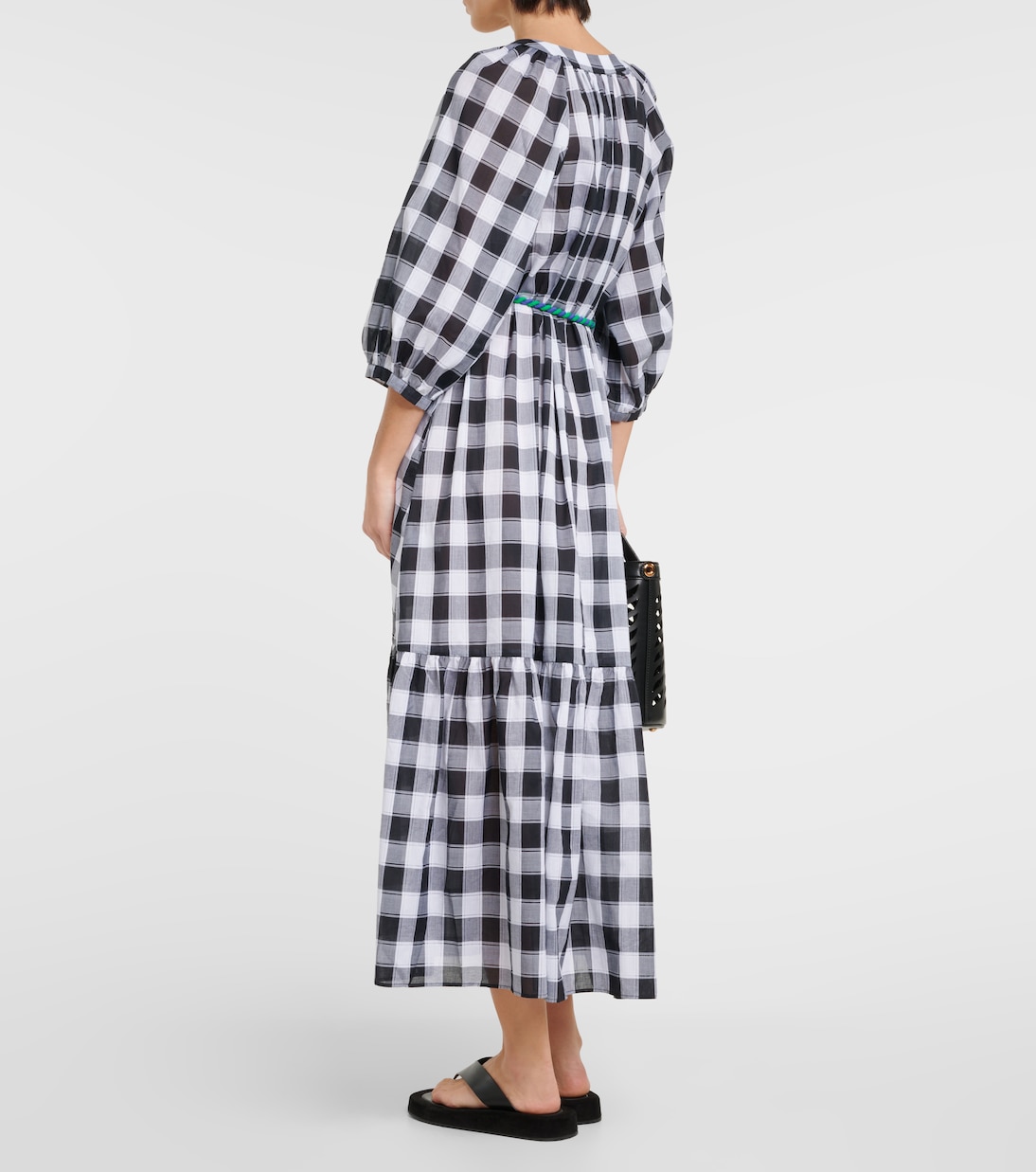 Vestido midi de algodón a cuadros | Eres