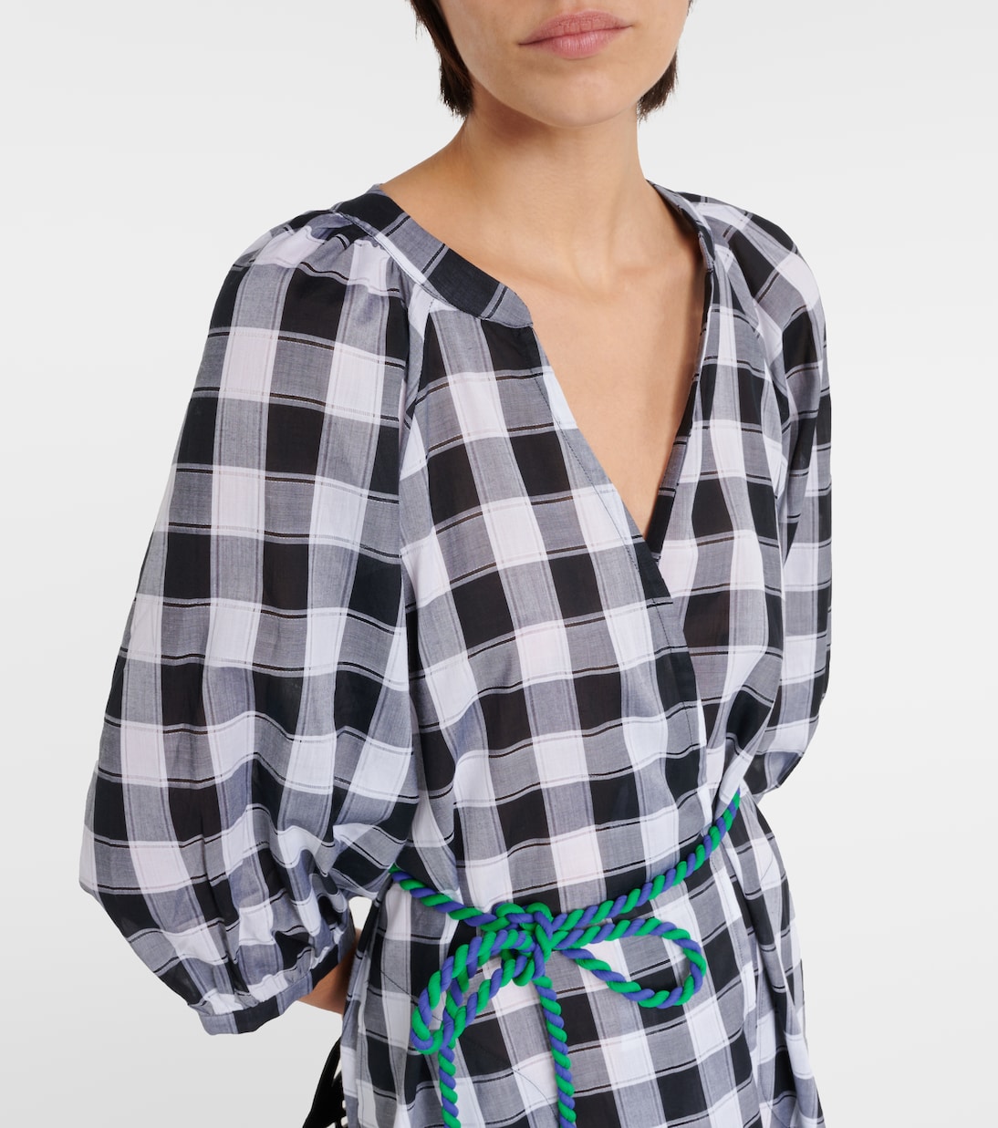 Vestido midi de algodón a cuadros | Eres