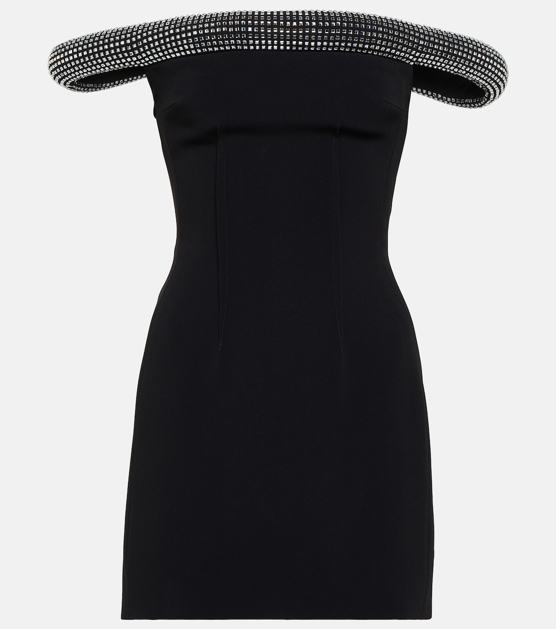 Vestido corto de cady con cristales | David Koma