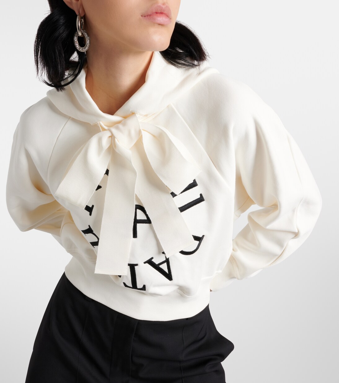 Sudadera de algodón cropped con logo | Patou
