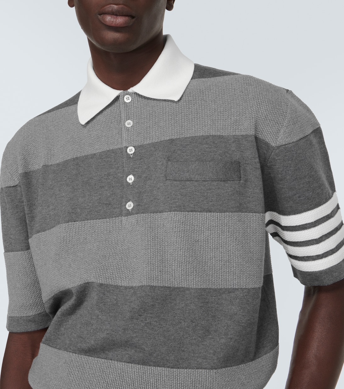 Polo de algodón a rayas con 4-Bar | Thom Browne