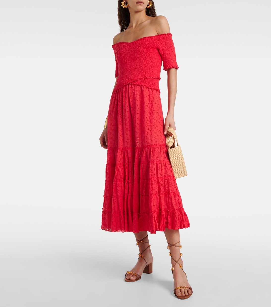 Soledad off-shoulder cotton midi dress | Poupette St Barth