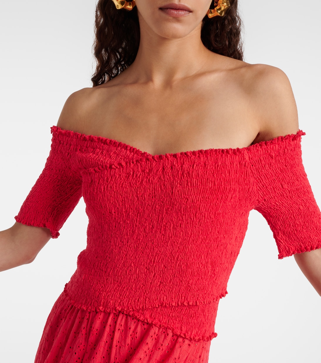 Soledad off-shoulder cotton midi dress | Poupette St Barth