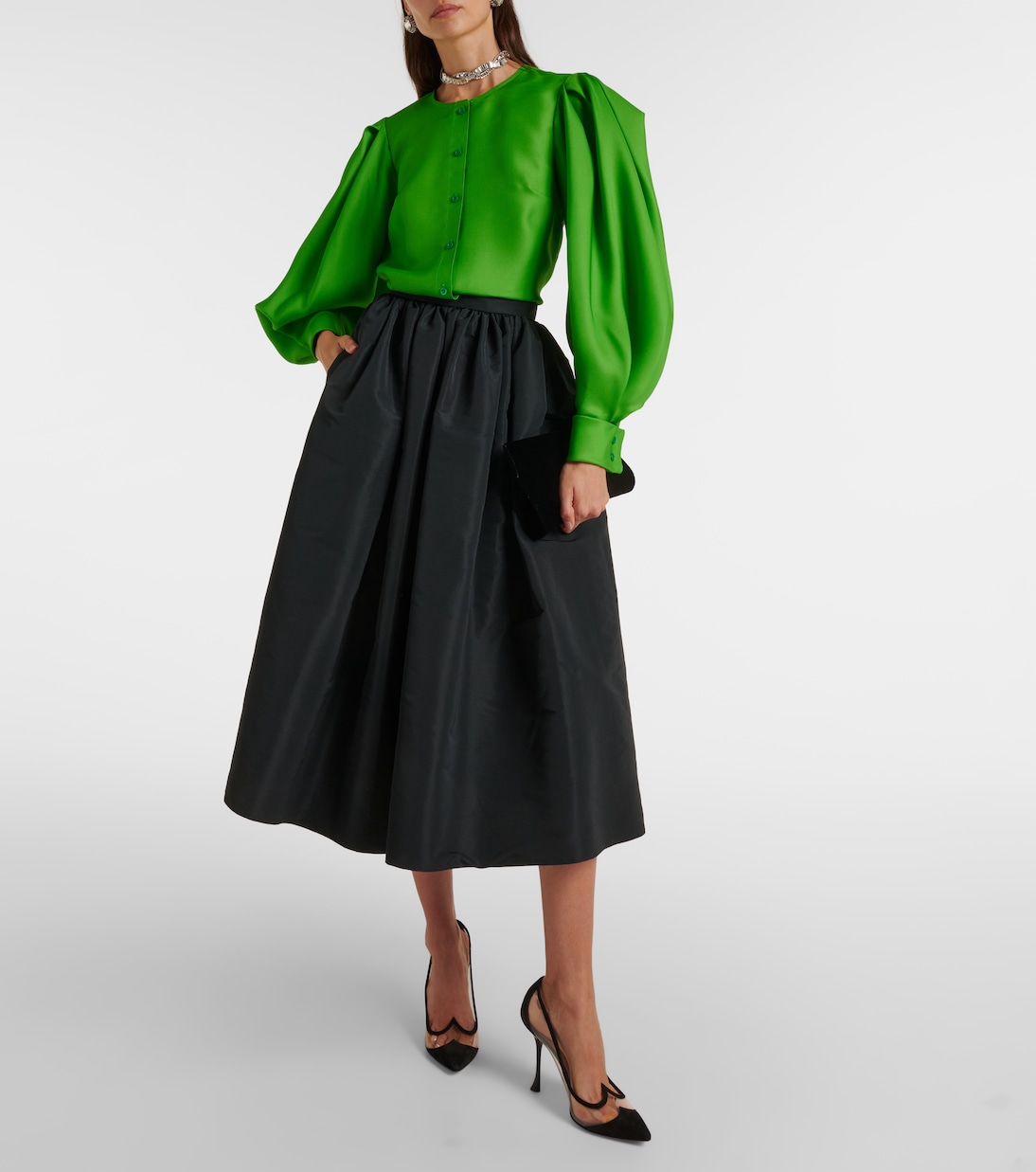 Puff-sleeve silk blouse | Carolina Herrera