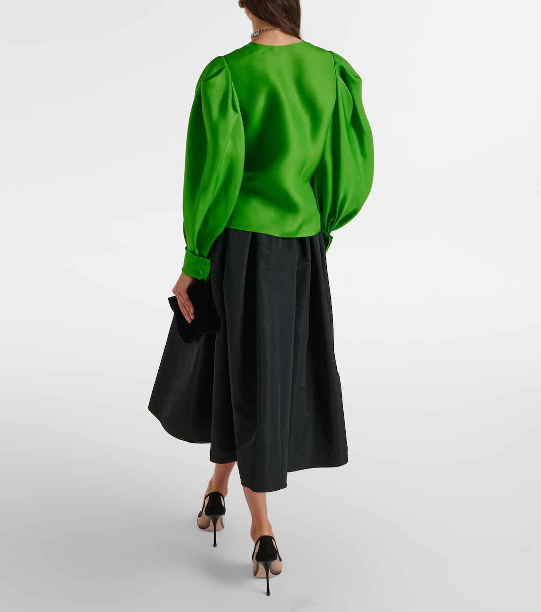 Puff-sleeve silk blouse | Carolina Herrera