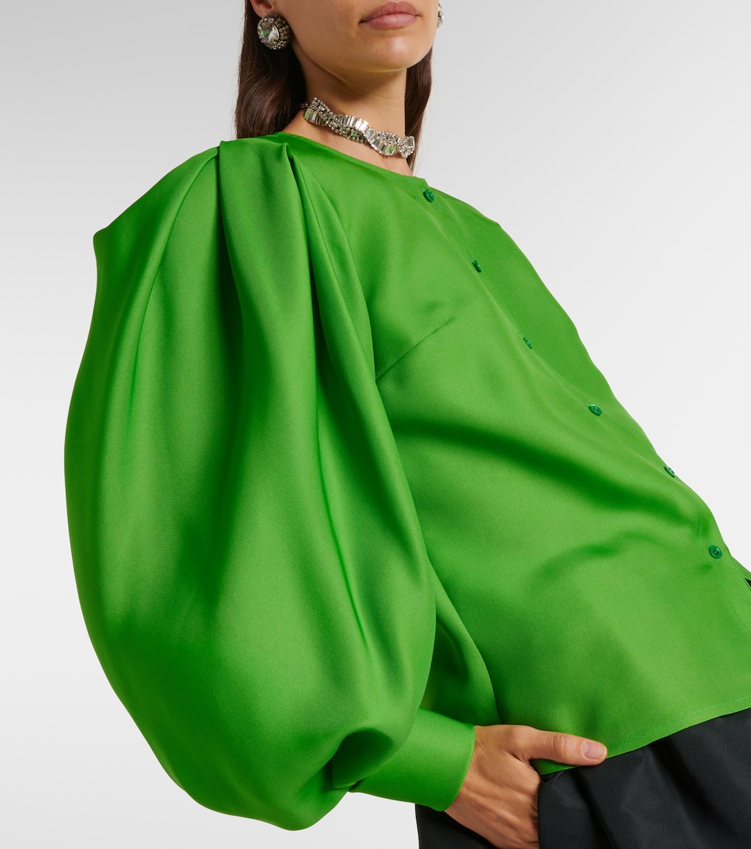 Puff-sleeve silk blouse | Carolina Herrera