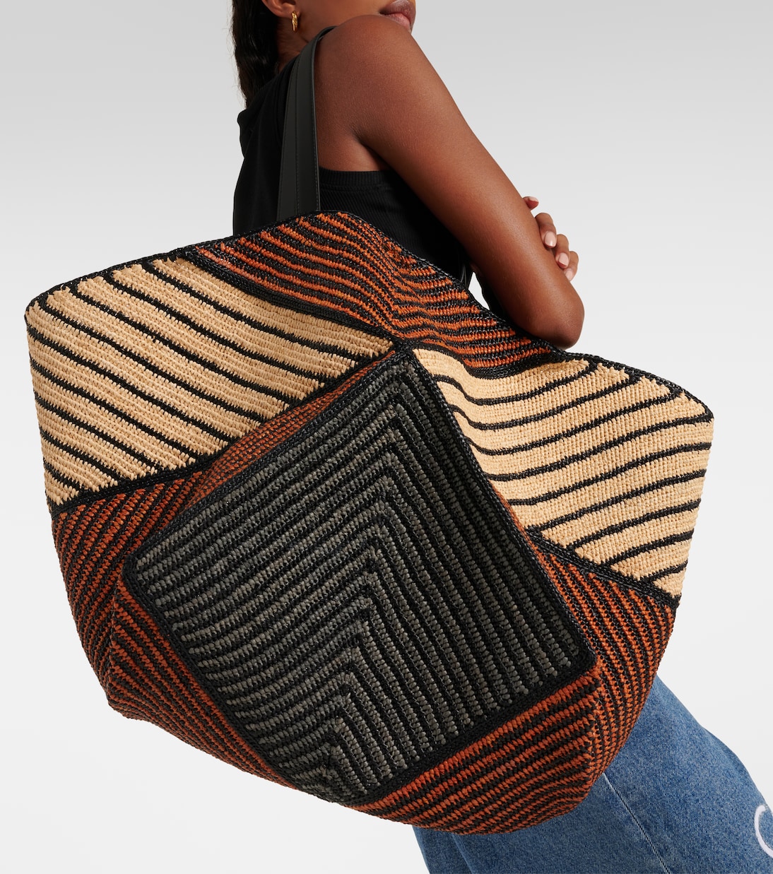 Cabas Puzzle Fold XXL en raphia | Loewe