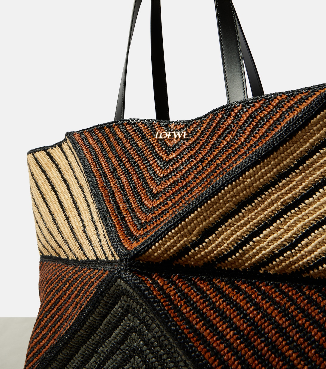 Cabas Puzzle Fold XXL en raphia | Loewe