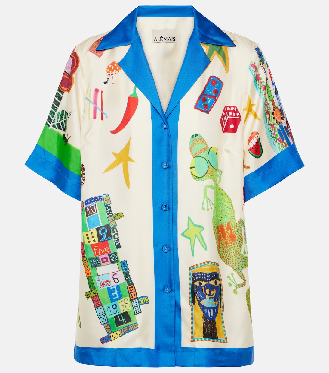 Camicia Rollers in seta con stampa | Alémais