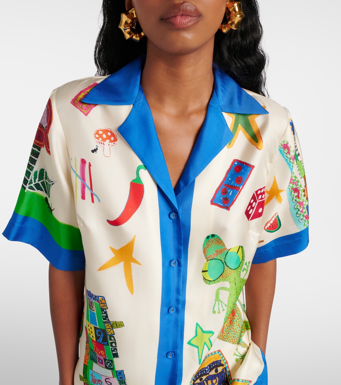 Camicia Rollers in seta con stampa | Alémais