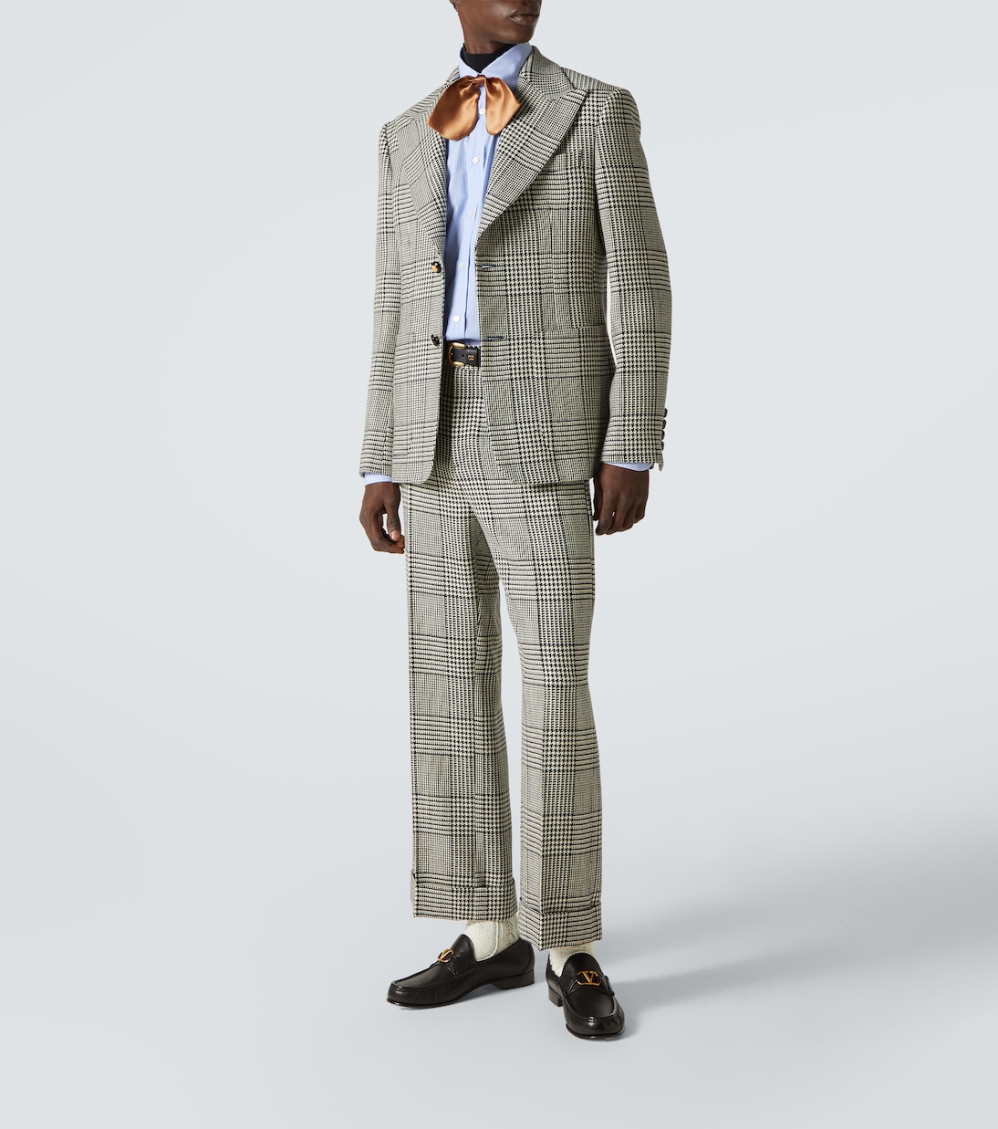 Houndstooth virgin wool flared pants | Valentino