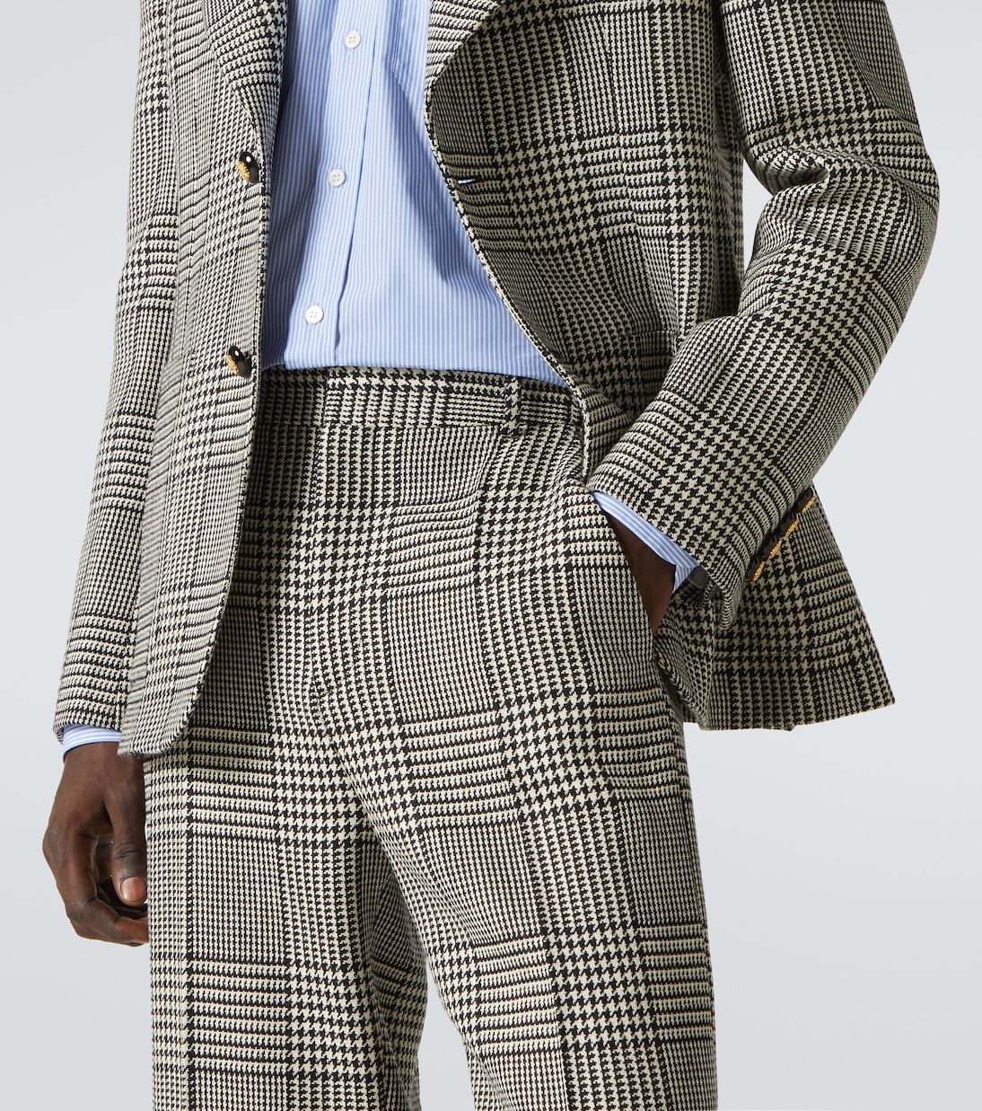 Houndstooth virgin wool flared pants | Valentino