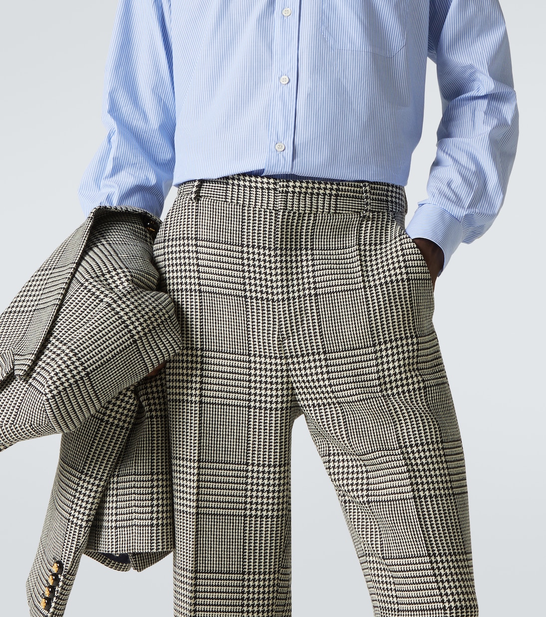 Houndstooth virgin wool flared pants | Valentino