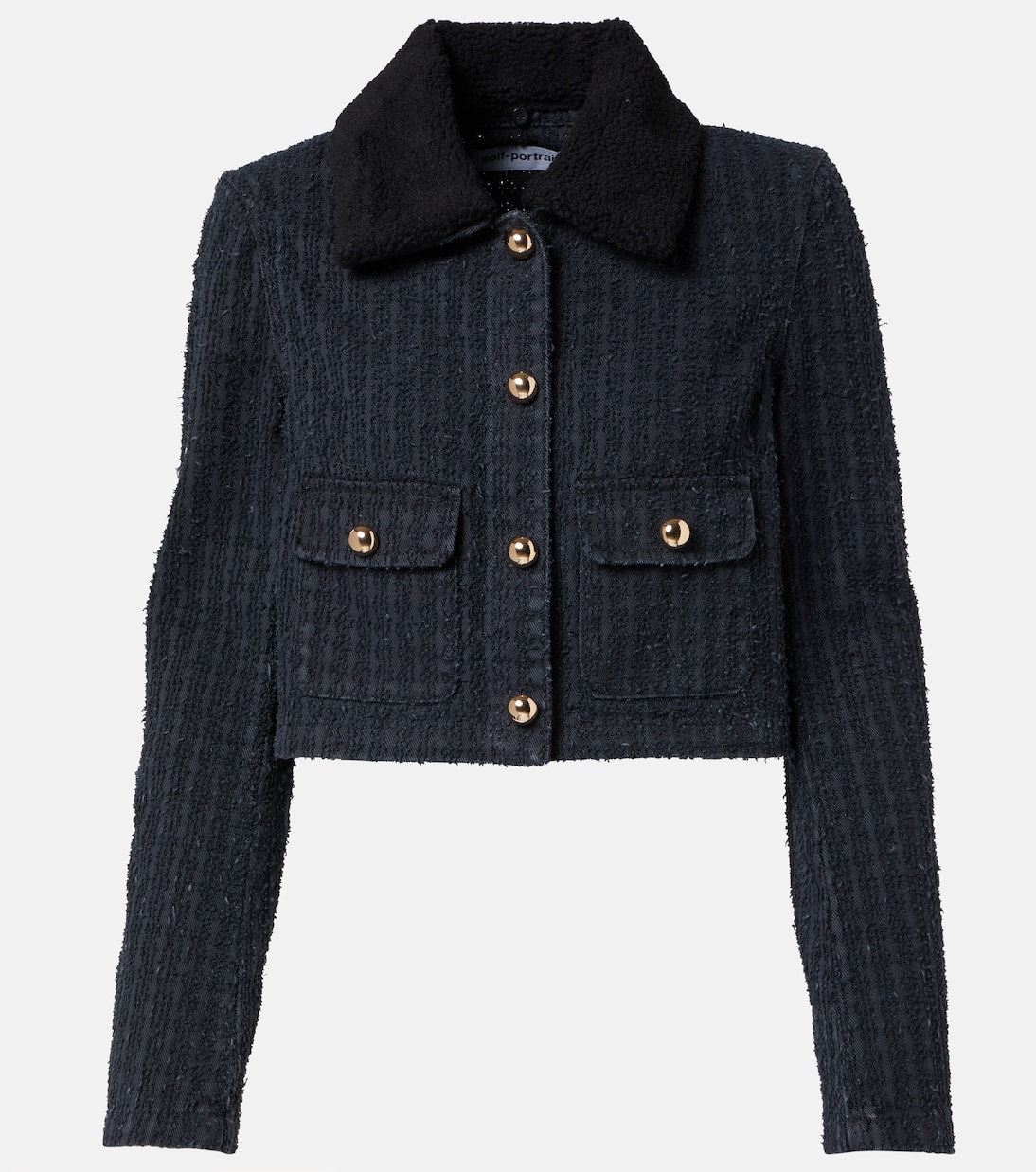 Cropped-Jacke aus Denim mit Shearling | Self-Portrait