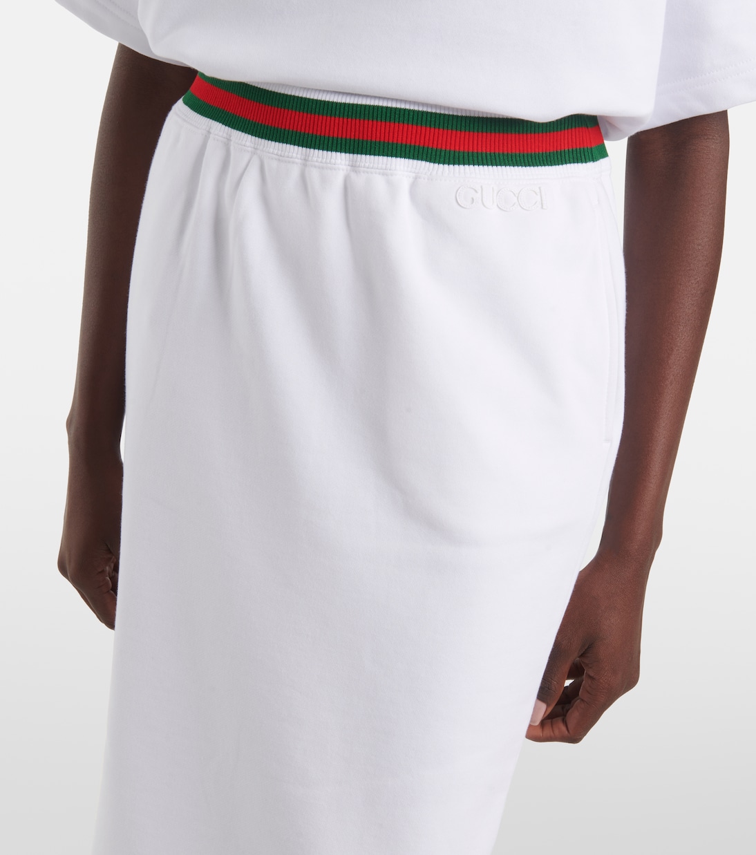 Falda midi de jersey de algodón | Gucci