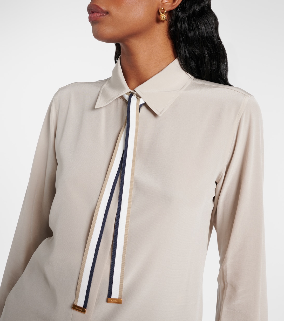Blusa Apollo in crêpe di seta con fiocco | Max Mara
