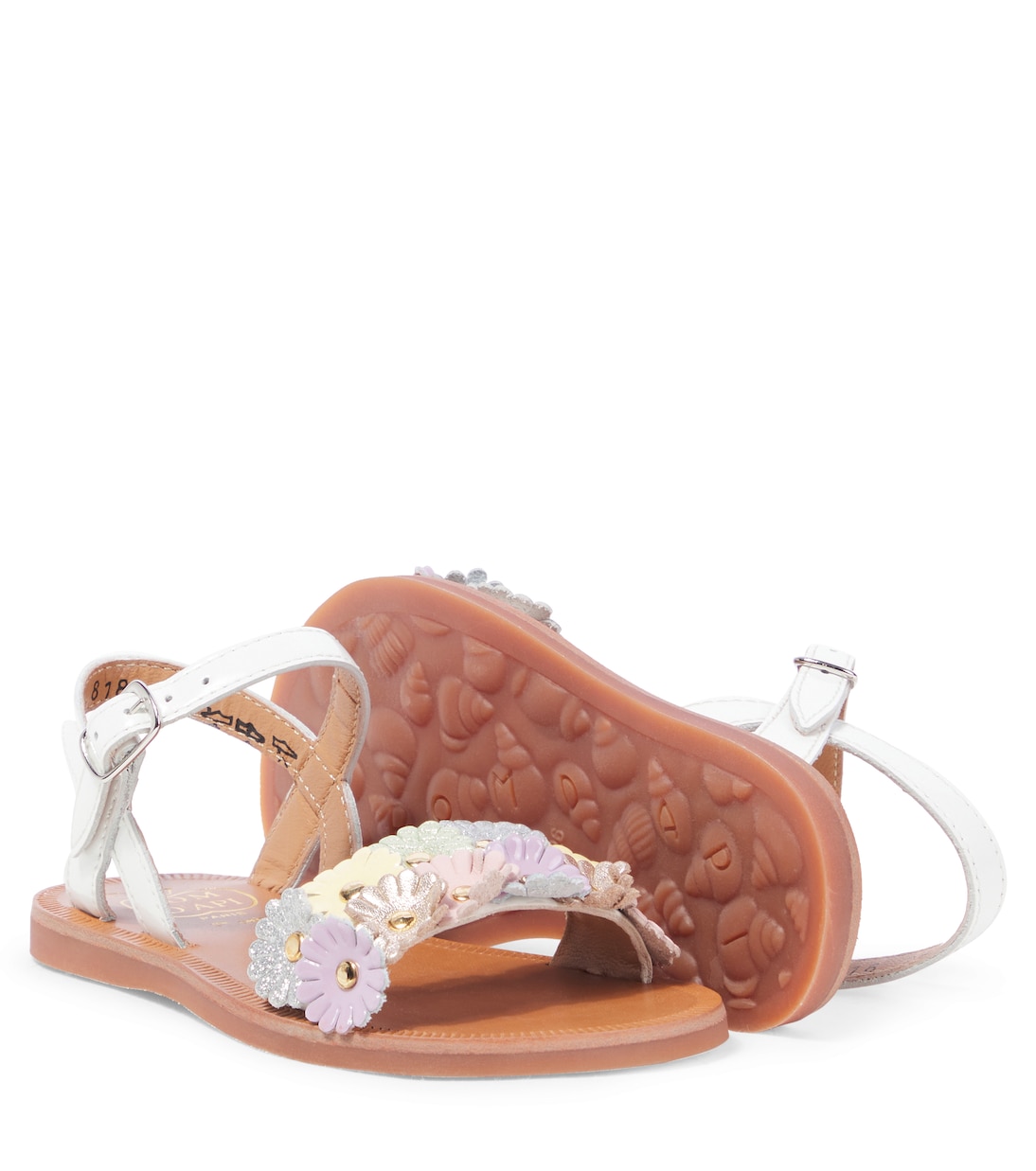 Plagate floral-appliqué leather sandals | Pom d'Api