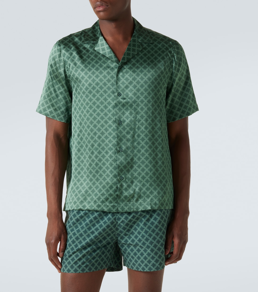 Camisa bowling Trelica de seda estampada | Frescobol Carioca