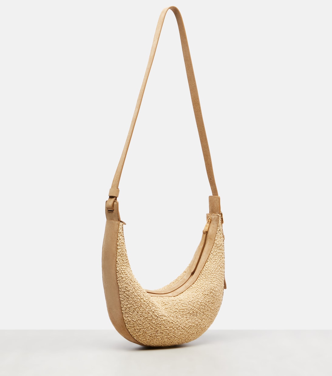 Augustina Small raffia and suede crossbody bag | Khaite