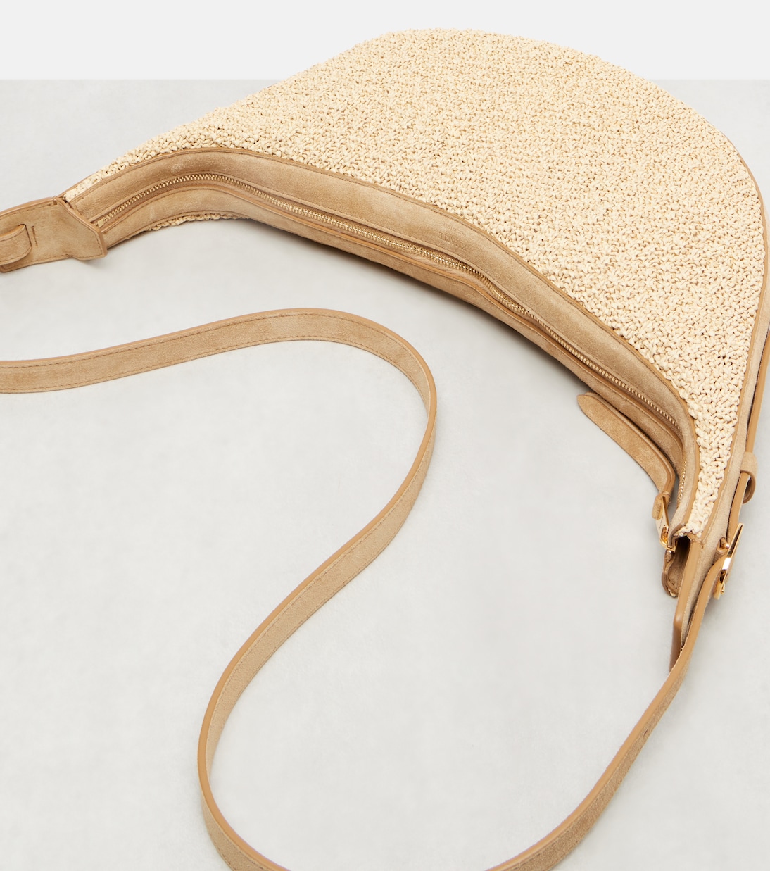 Augustina Small raffia and suede crossbody bag | Khaite