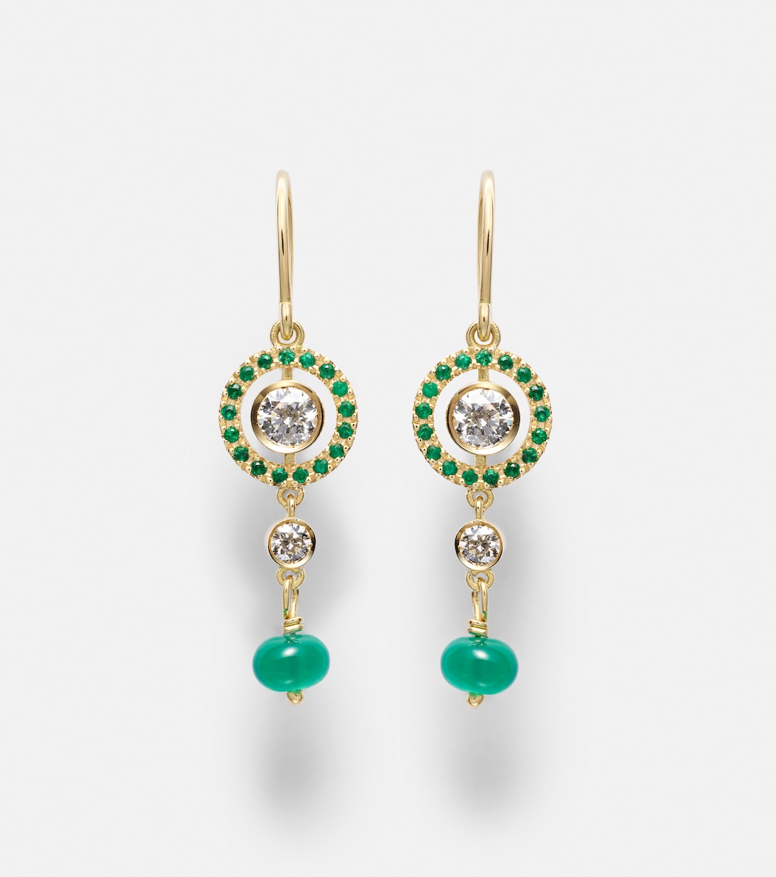 Orbit 18kt gold drop earrings with gemstones | Ileana Makri