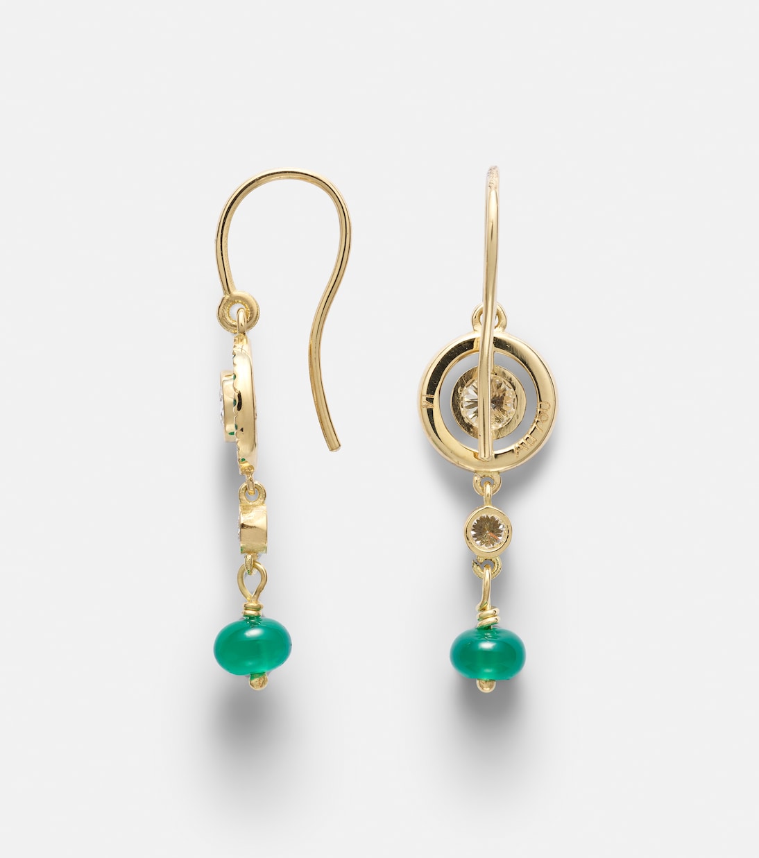 Orbit 18kt gold drop earrings with gemstones | Ileana Makri