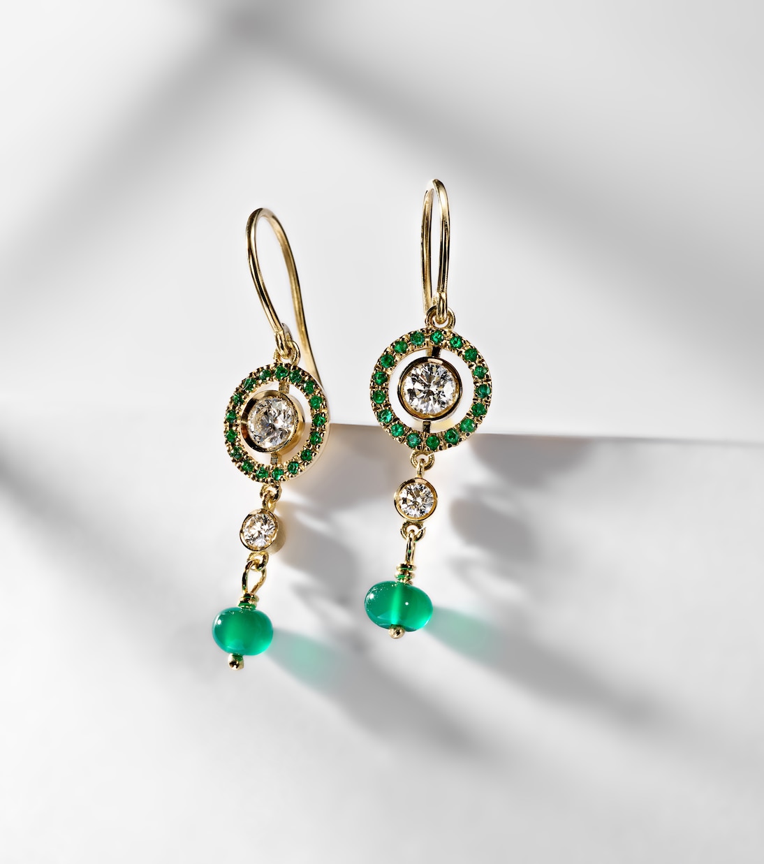 Orbit 18kt gold drop earrings with gemstones | Ileana Makri