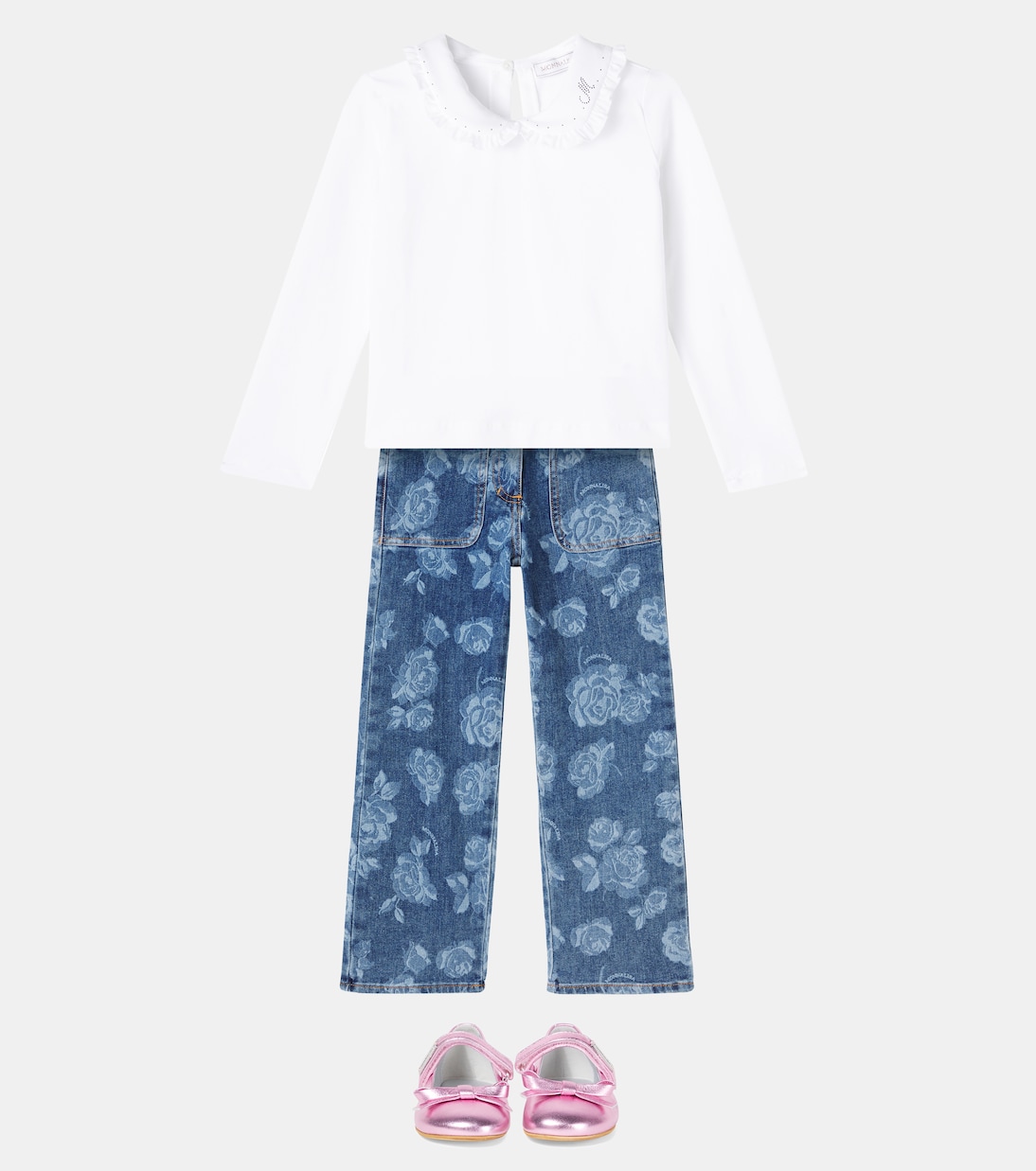 Jeans rectos florales | Monnalisa