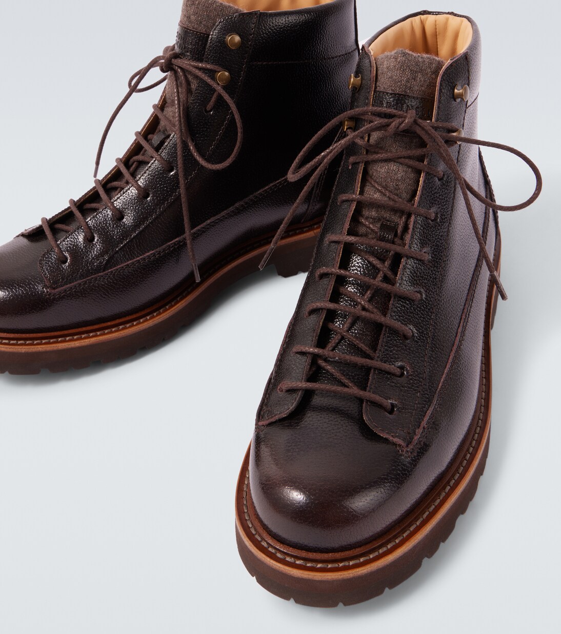 Botas con cordones de piel | Brunello Cucinelli
