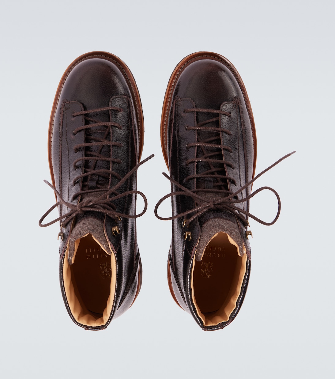 Botas con cordones de piel | Brunello Cucinelli
