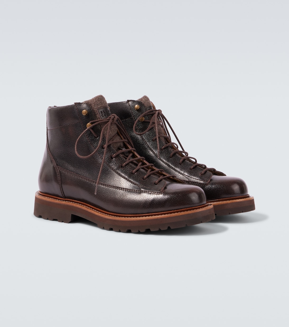 Botas con cordones de piel | Brunello Cucinelli