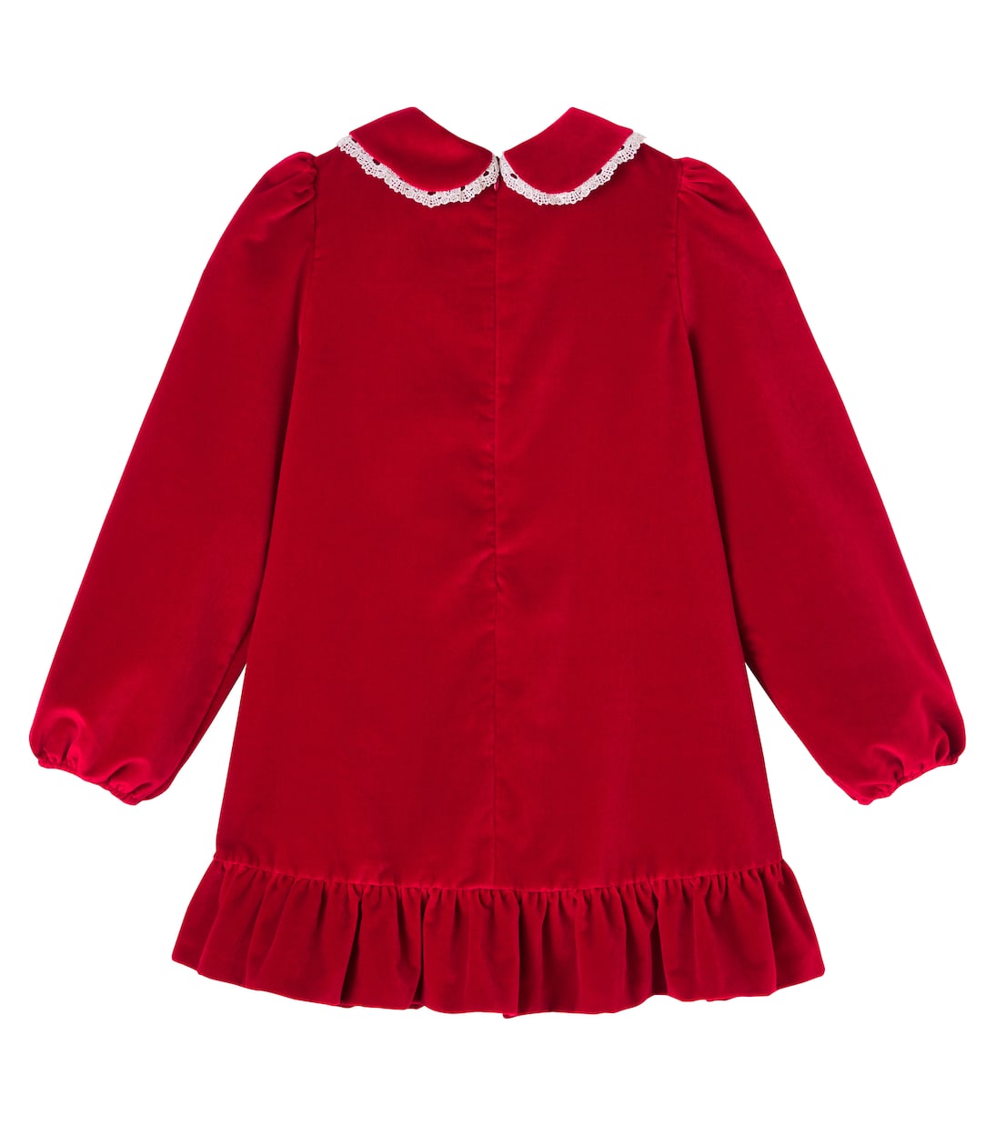 DG lace-trimmed cotton velvet dress | Dolce&Gabbana Kids