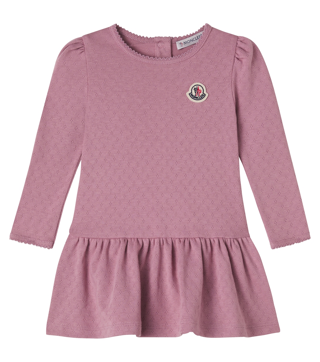 Vestido de algodón con pointelle y logo  | Moncler Enfant