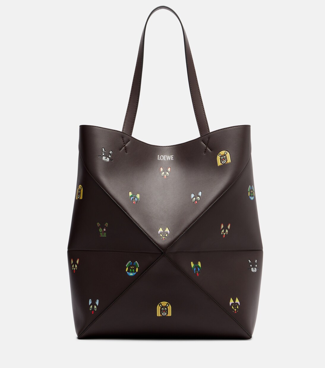 x Louis Wain Puzzle Fold Cats leather tote bag | Loewe