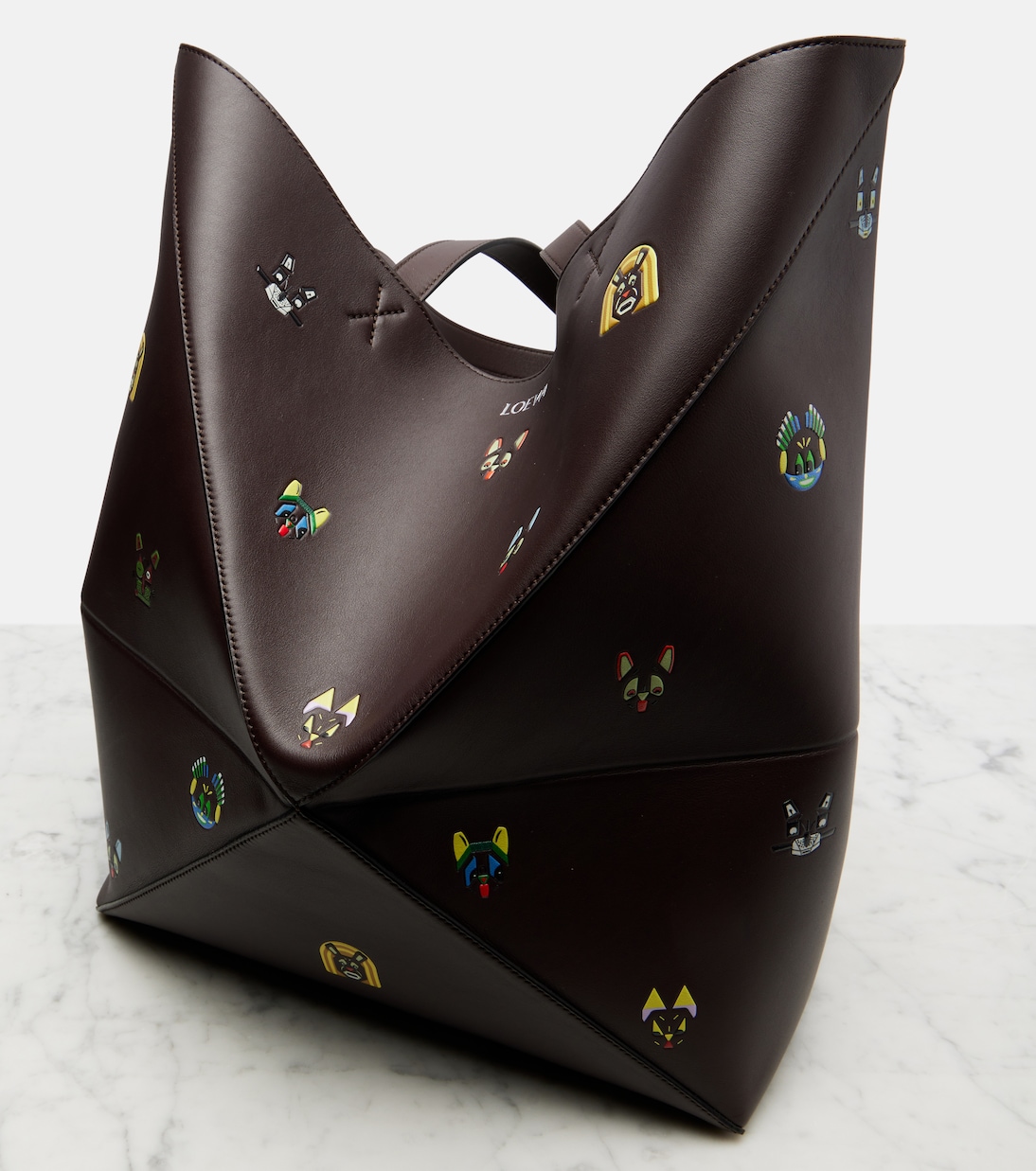 x Louis Wain Puzzle Fold Cats leather tote bag | Loewe
