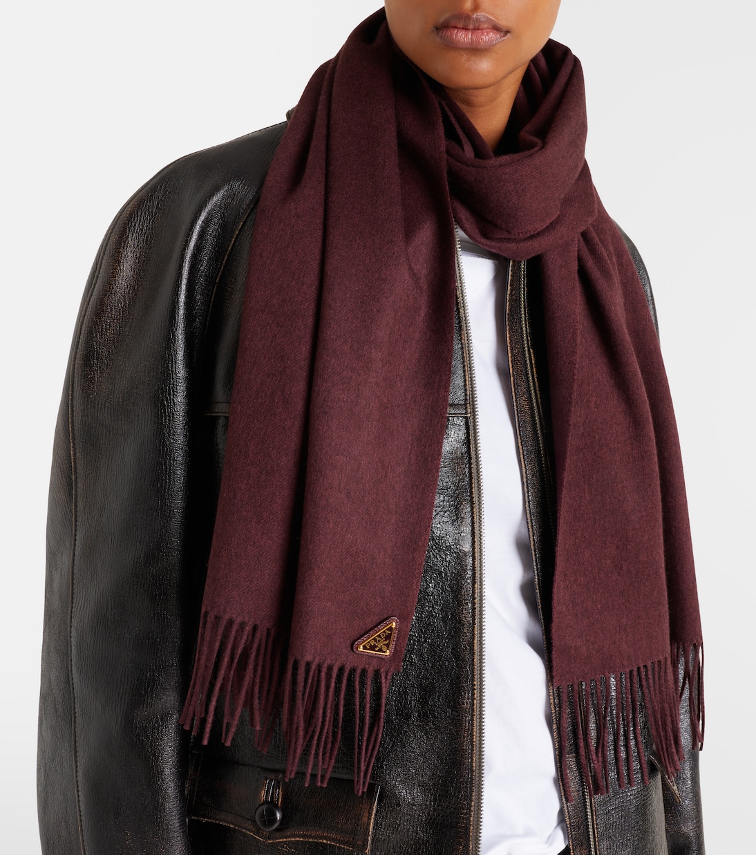 Fringed silk and cashmere scarf | Prada