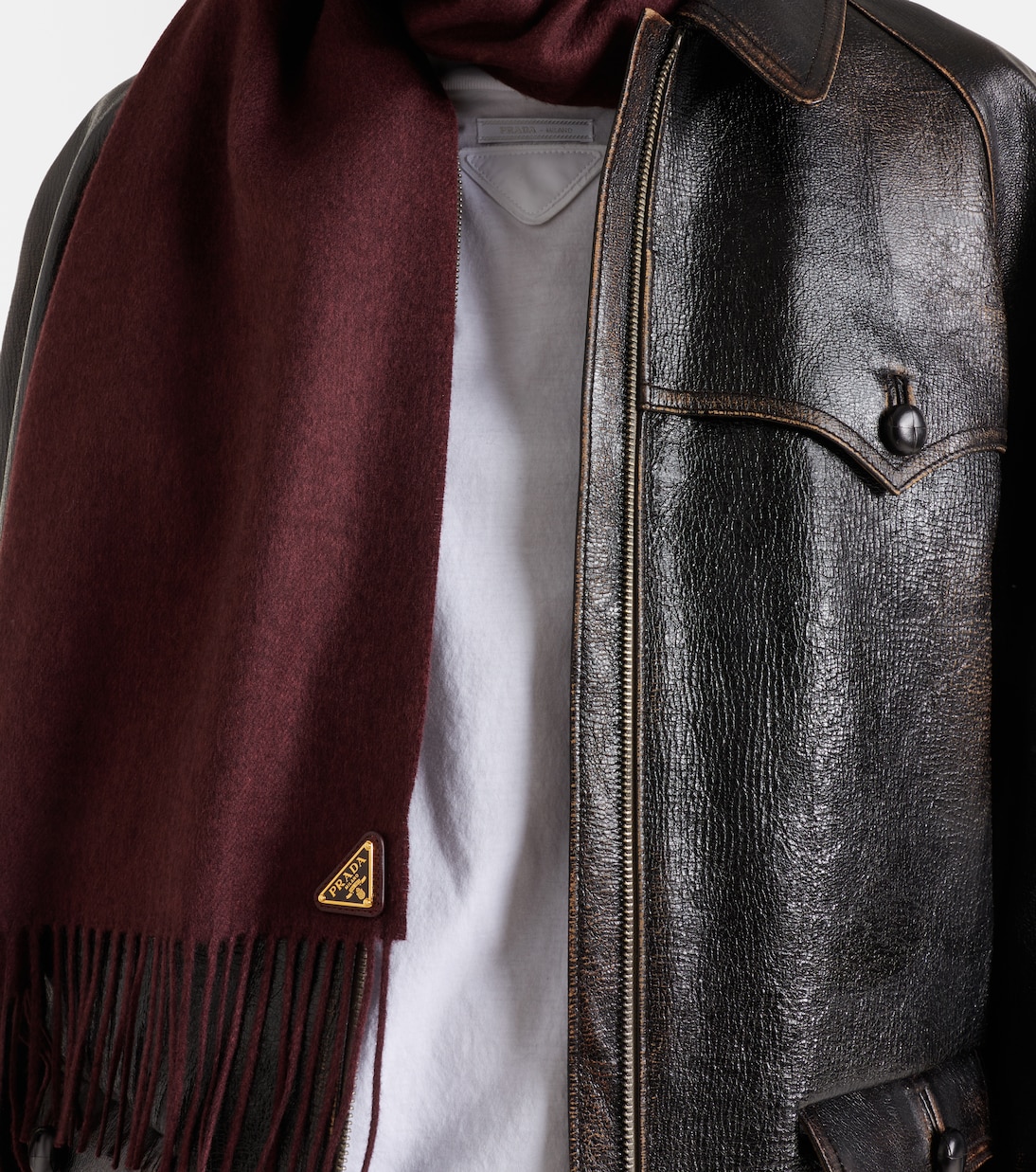 Fringed silk and cashmere scarf | Prada