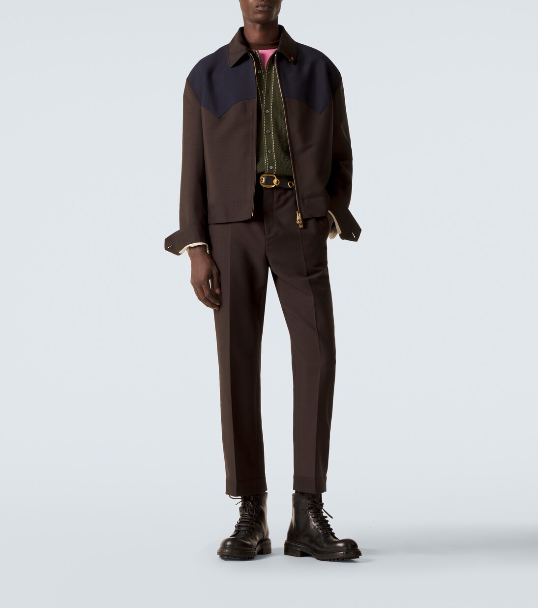 羊毛与马海毛九分直筒裤 | Versace