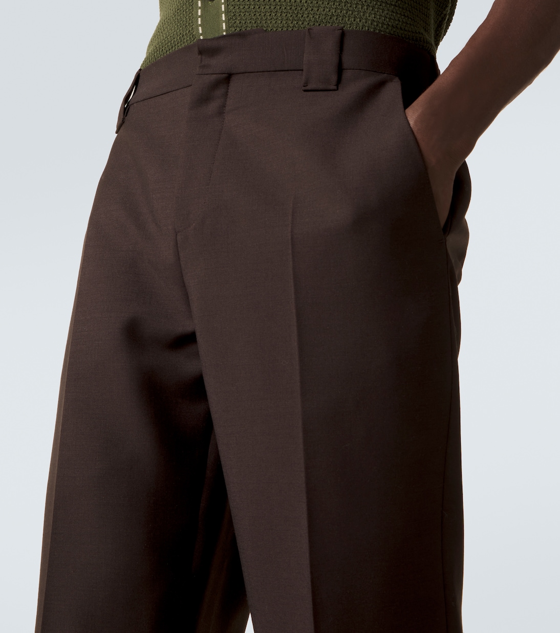 羊毛与马海毛九分直筒裤 | Versace