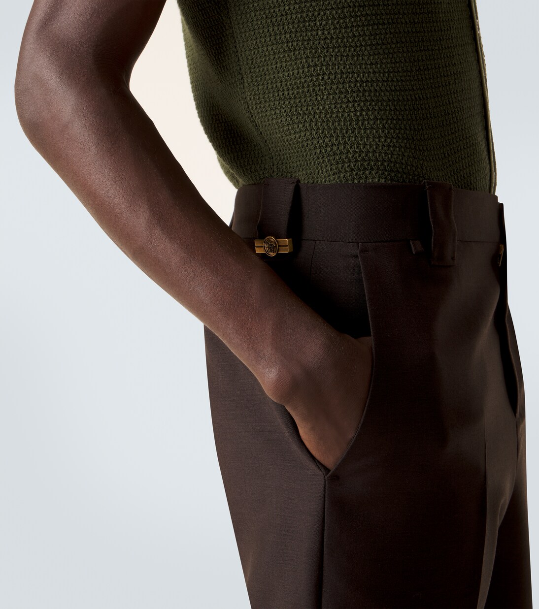 羊毛与马海毛九分直筒裤 | Versace