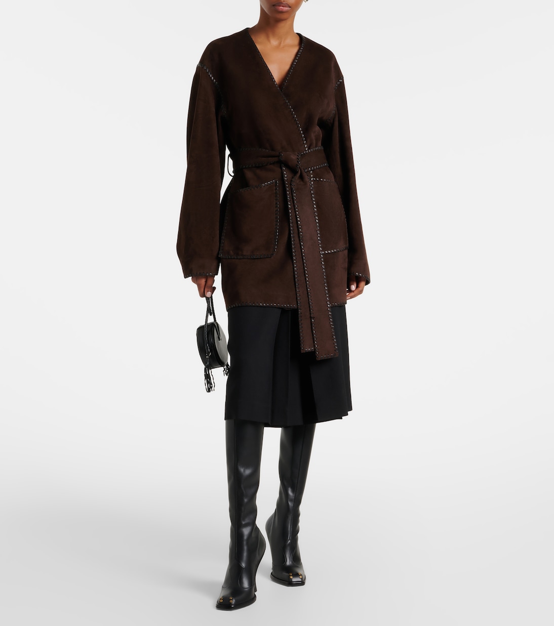 Anika suede wrap coat | Nour Hammour