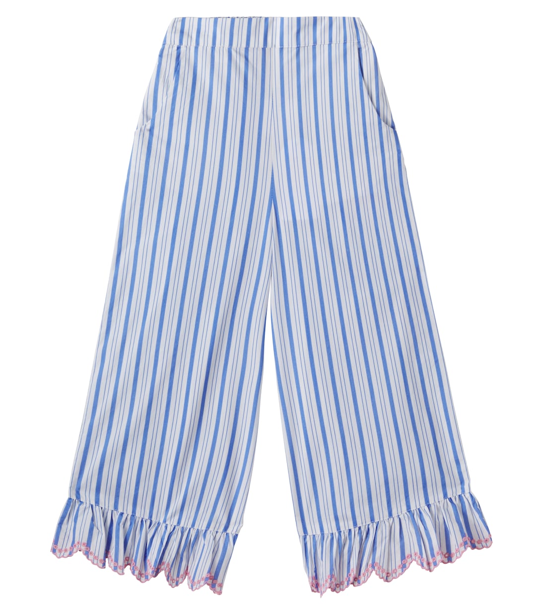 Pantaloni Loukini in cotone a righe con volant | Louise Misha