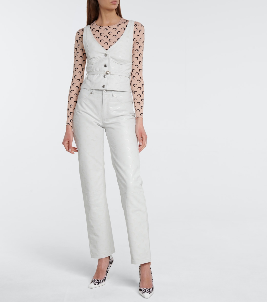 Pantalones rectos de piel grabada | Marine Serre