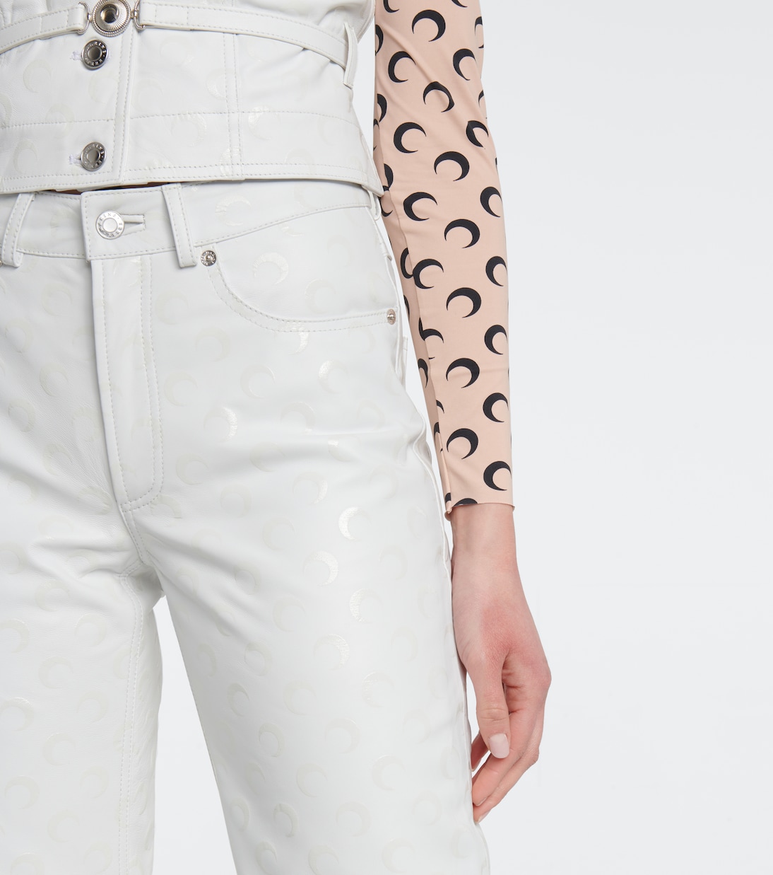 Pantalones rectos de piel grabada | Marine Serre